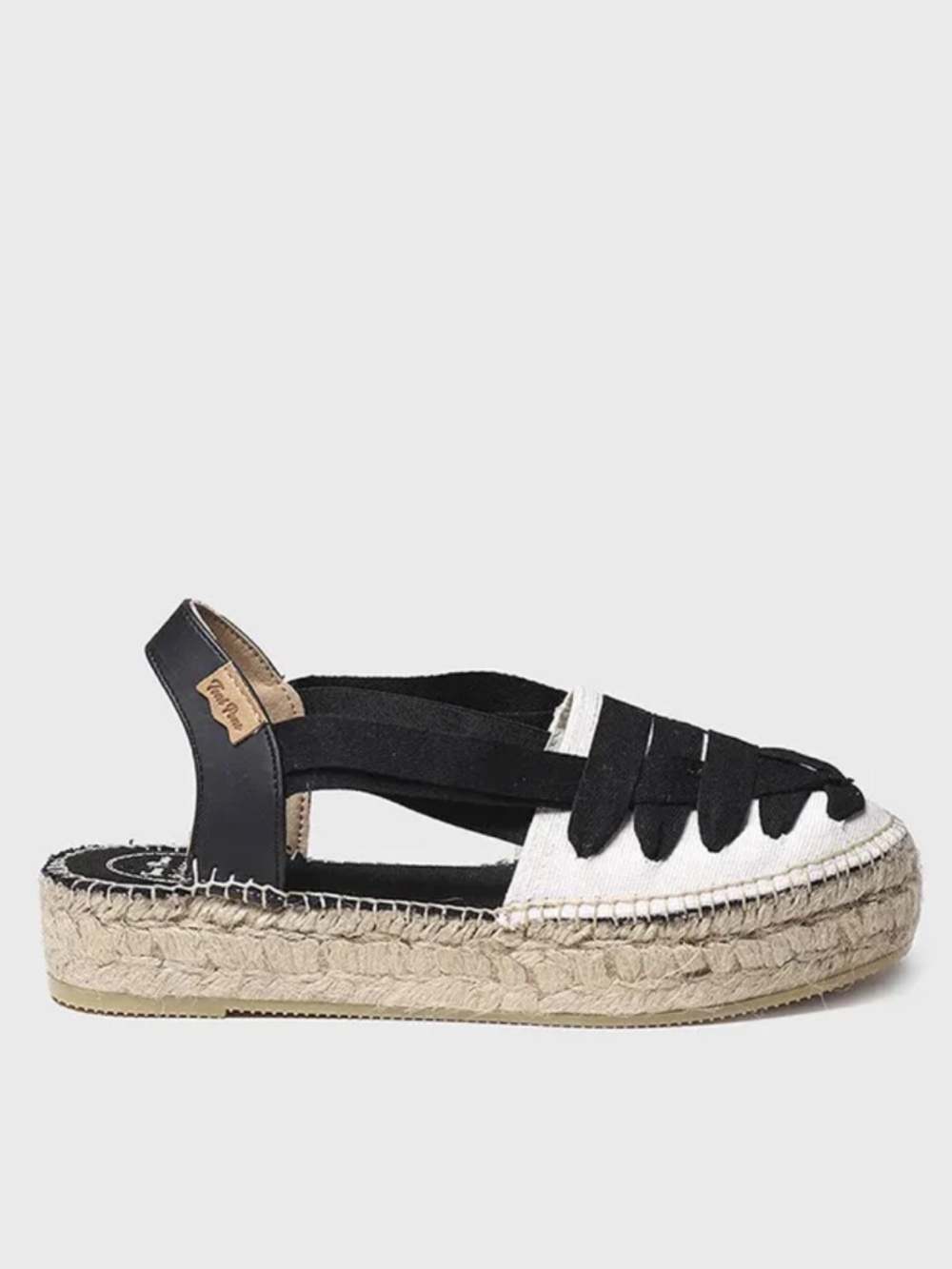 Toni Pons RIO-CU Flat Espadrilles with Crossed Straps Size EU 36 Black White